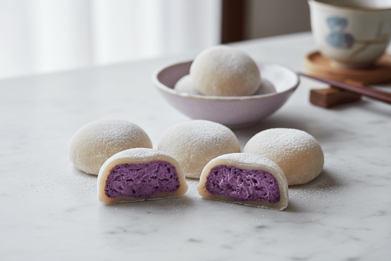 Mochi à l'Ube : Recette Facile, Moelleuse et Naturellement Violette - UBELIO